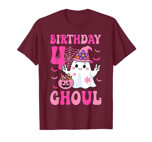 I'm 4 Years Old Girls Cute Ghost It's My 4th Birthday Ghoul T-Shirt