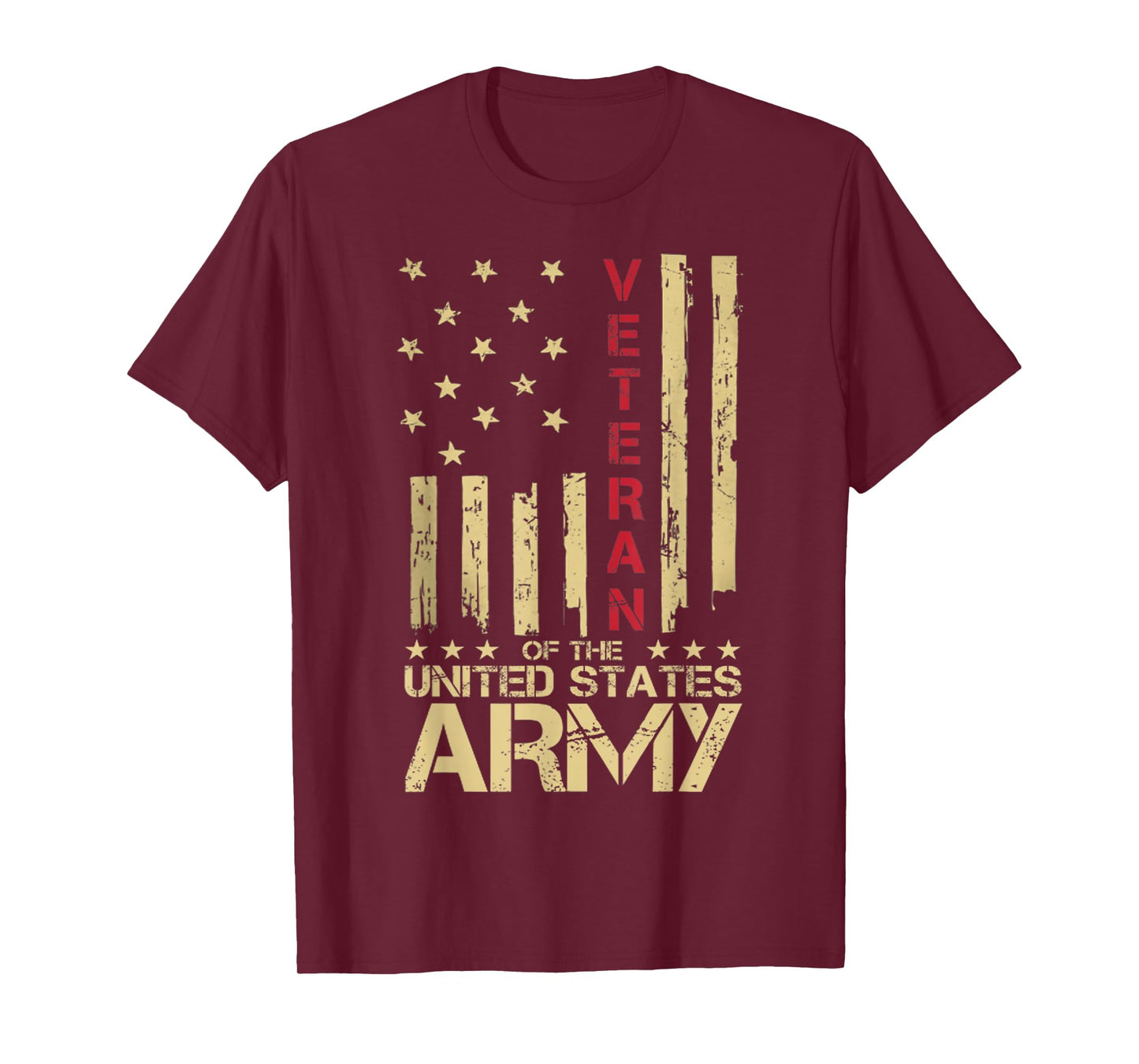 Patriotic U.S Army Veteran Red Line American Flag Vintage T-Shirt Small
