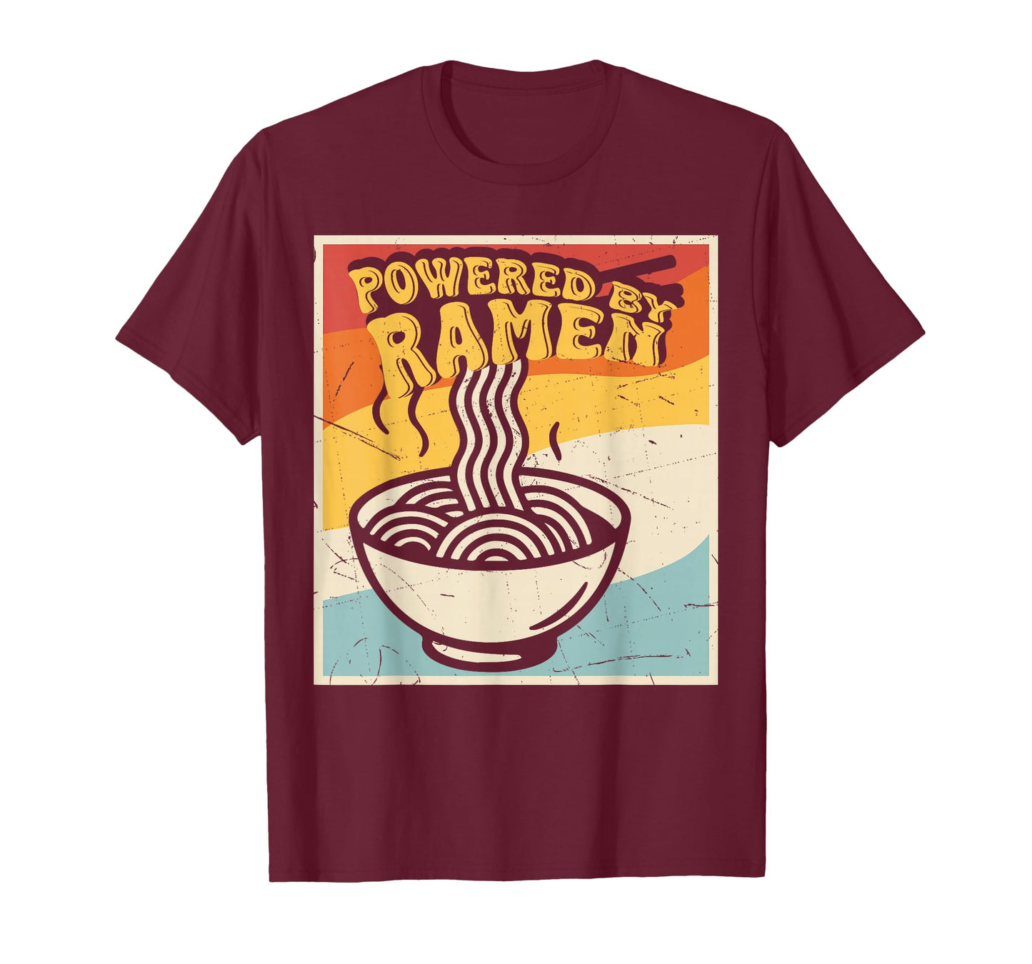 Retro Vintage Powered by Ramen Noodles Lover Anime Gift T-Shirt