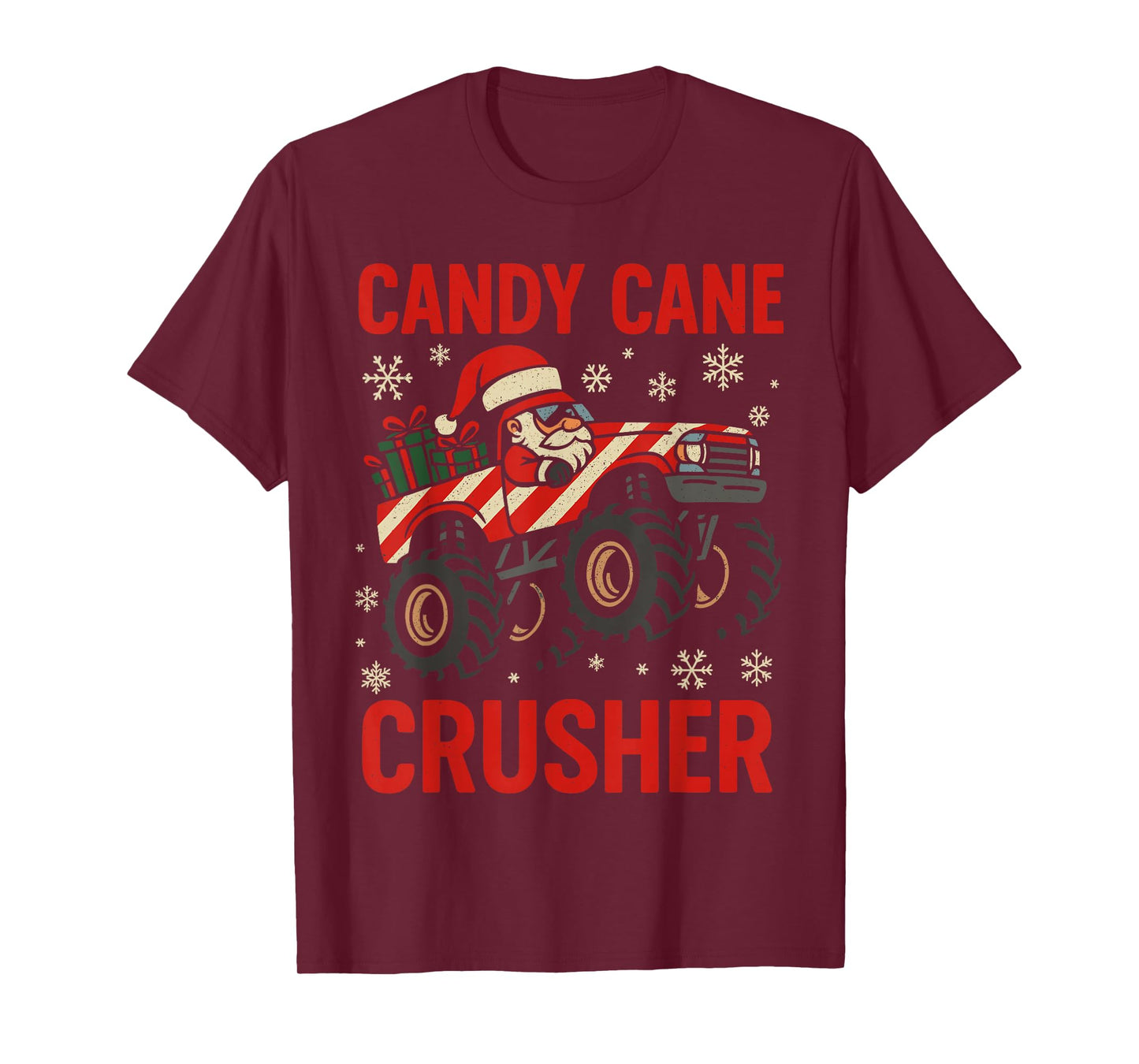 Funny Toddler Christmas Pajamas, Monster Truck Candy Cane T-Shirt