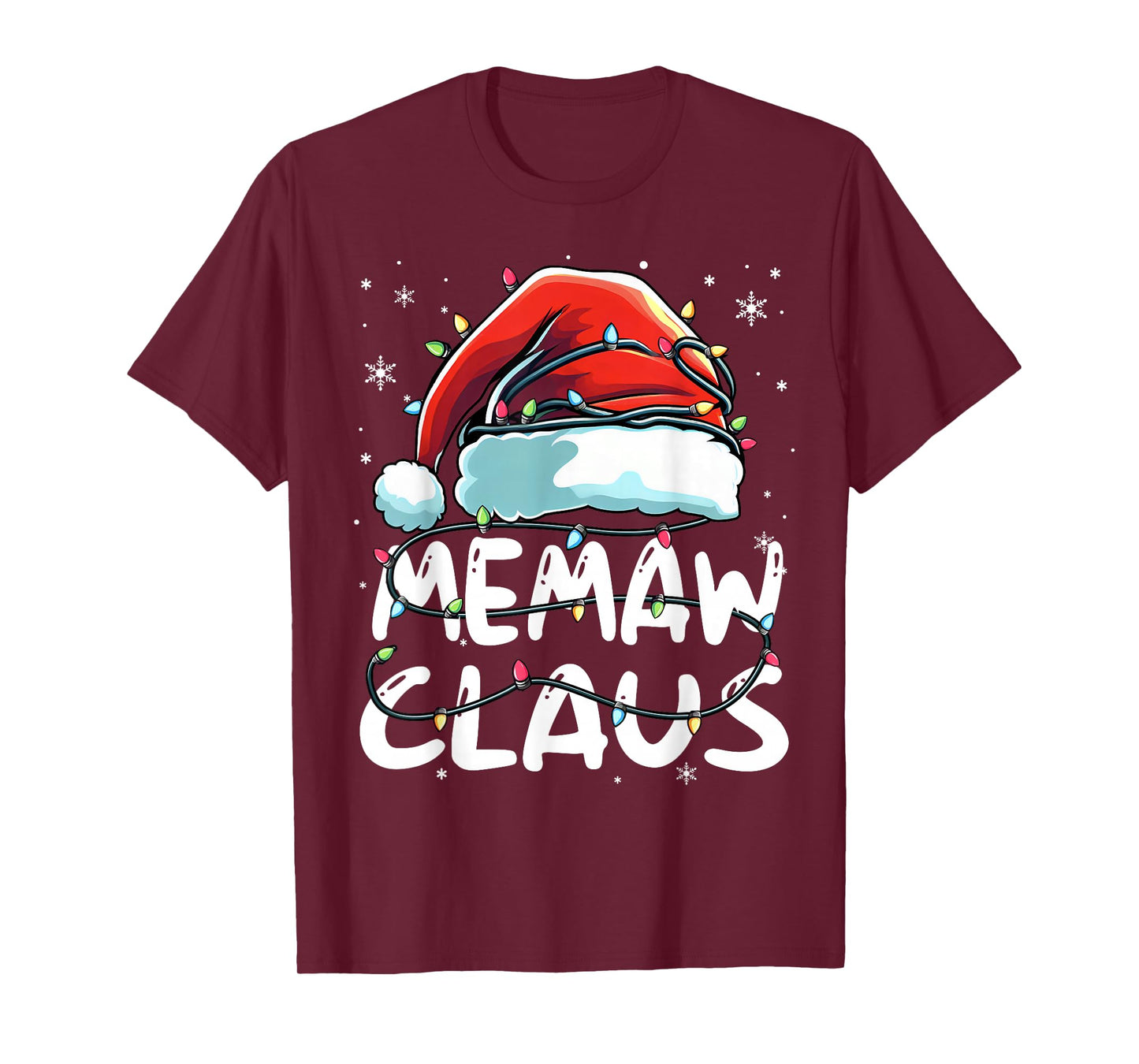 Memaw Claus Christmas Lights Matching Family Xmas Pajama T-Shirt