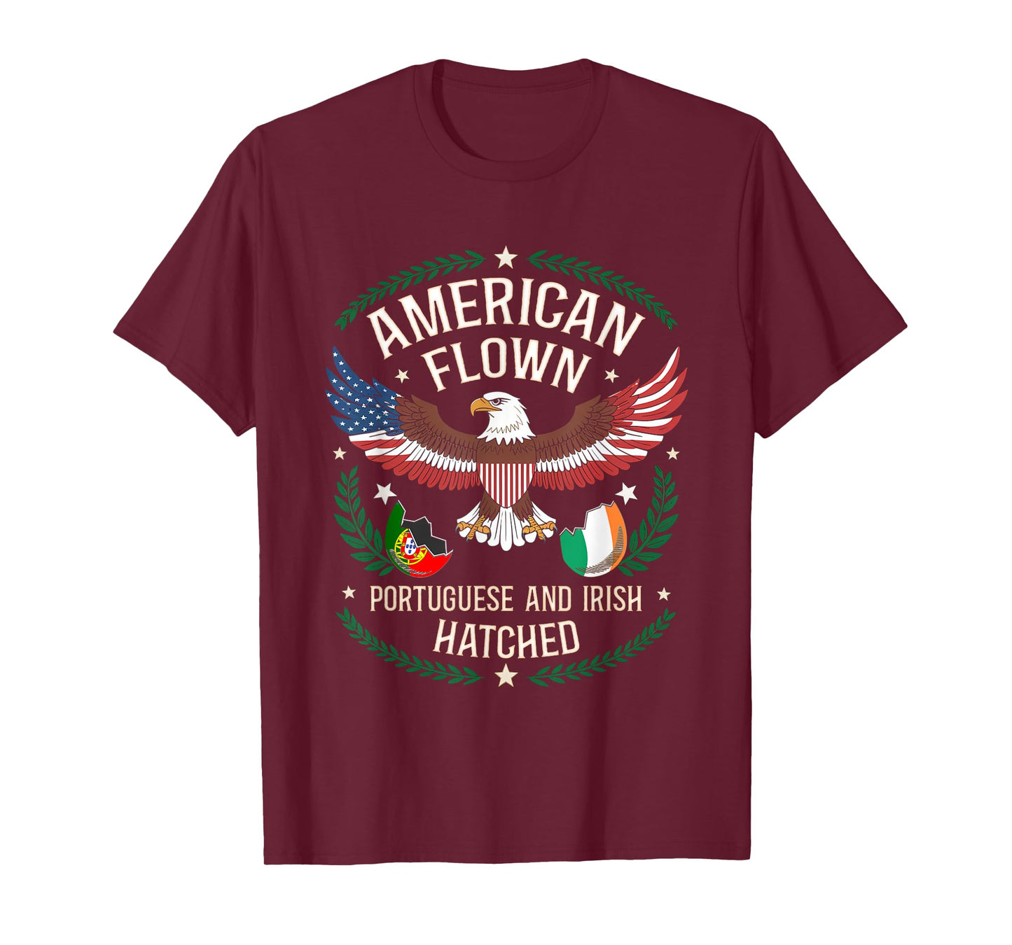 American Flown - National Flag Hatched Portuguese Irish T-Shirt