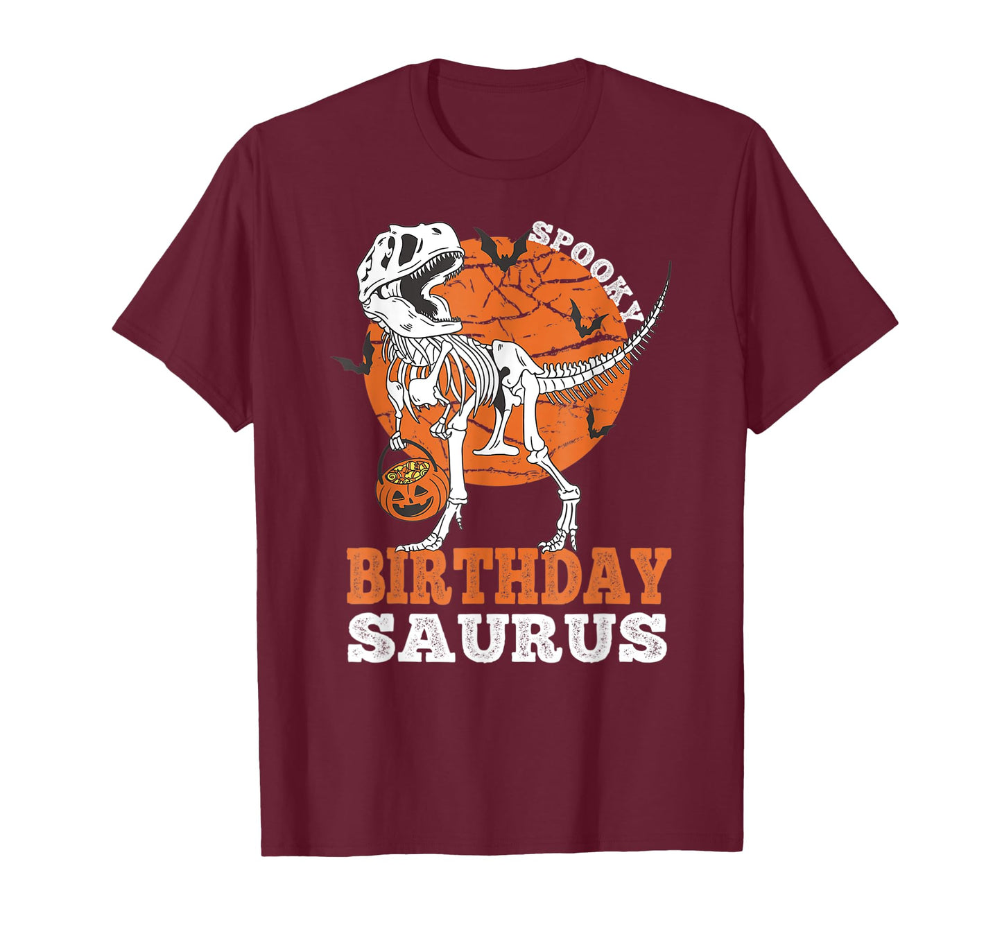 Vintage Spooky Birthday Saurus Dinosaur Skeleton Rex Pumpkin T-Shirt