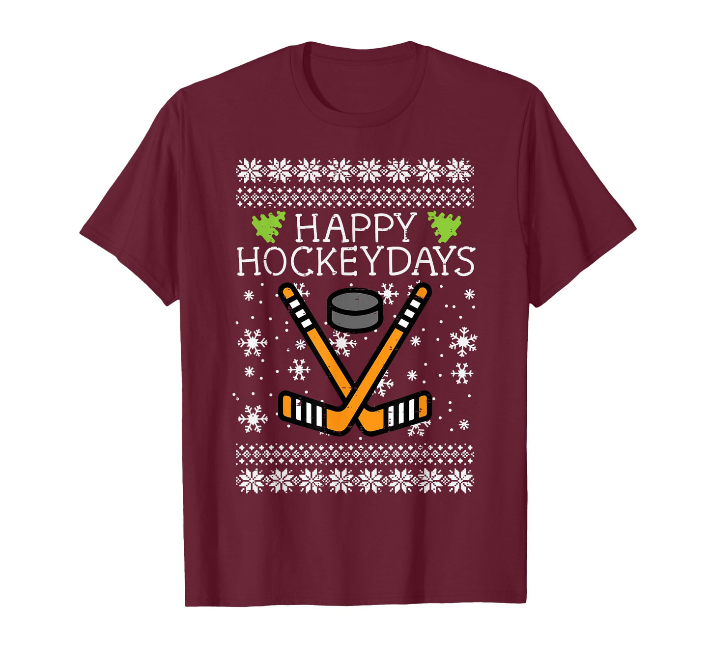 Happy Hockeydays Ugly Christmas Xmas Hockey Men Boys Kids T-Shirt