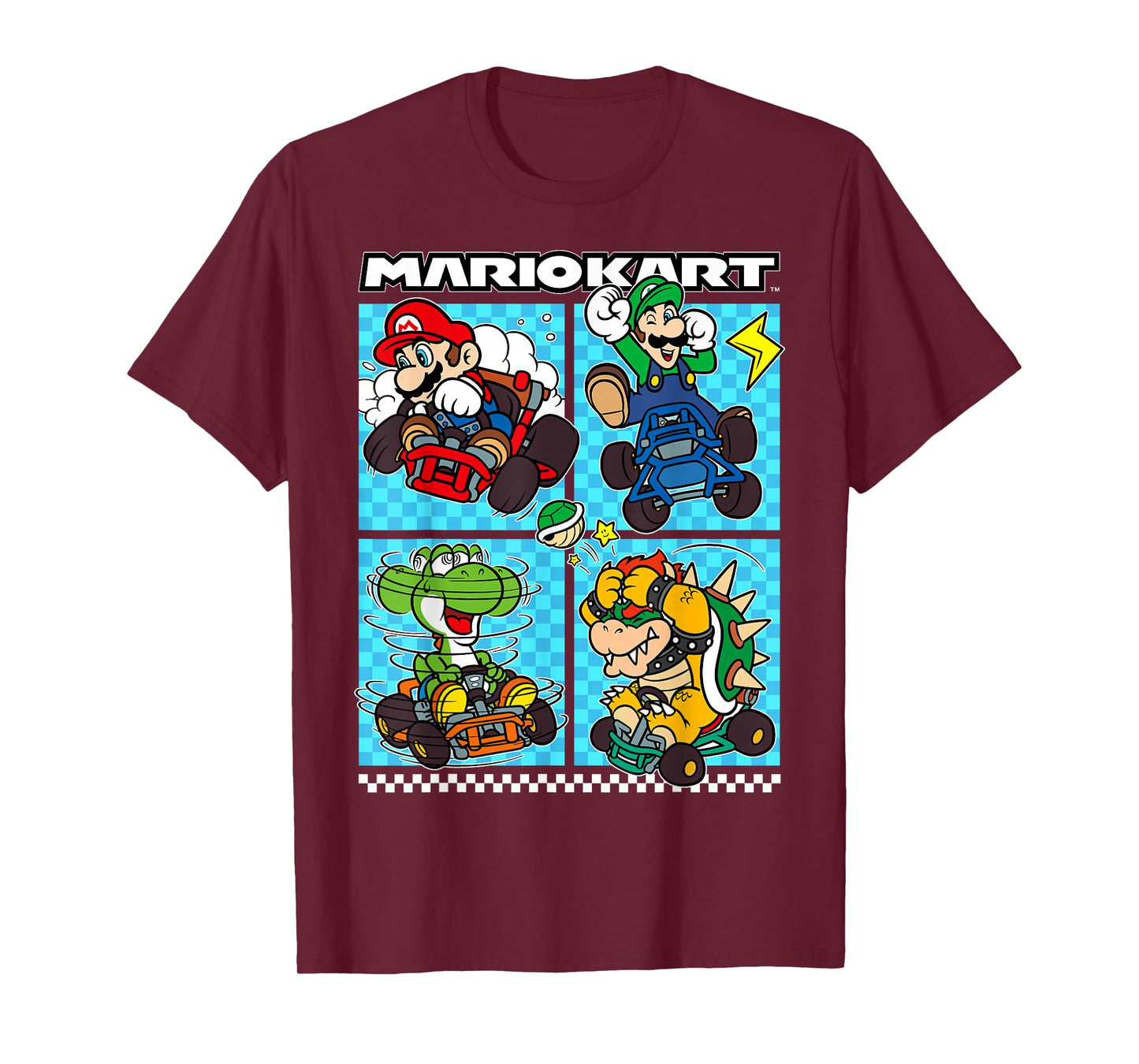 Mario Kart Group Graphic T-Shirt - Classic Fit, Crew Neck, Black, Adult