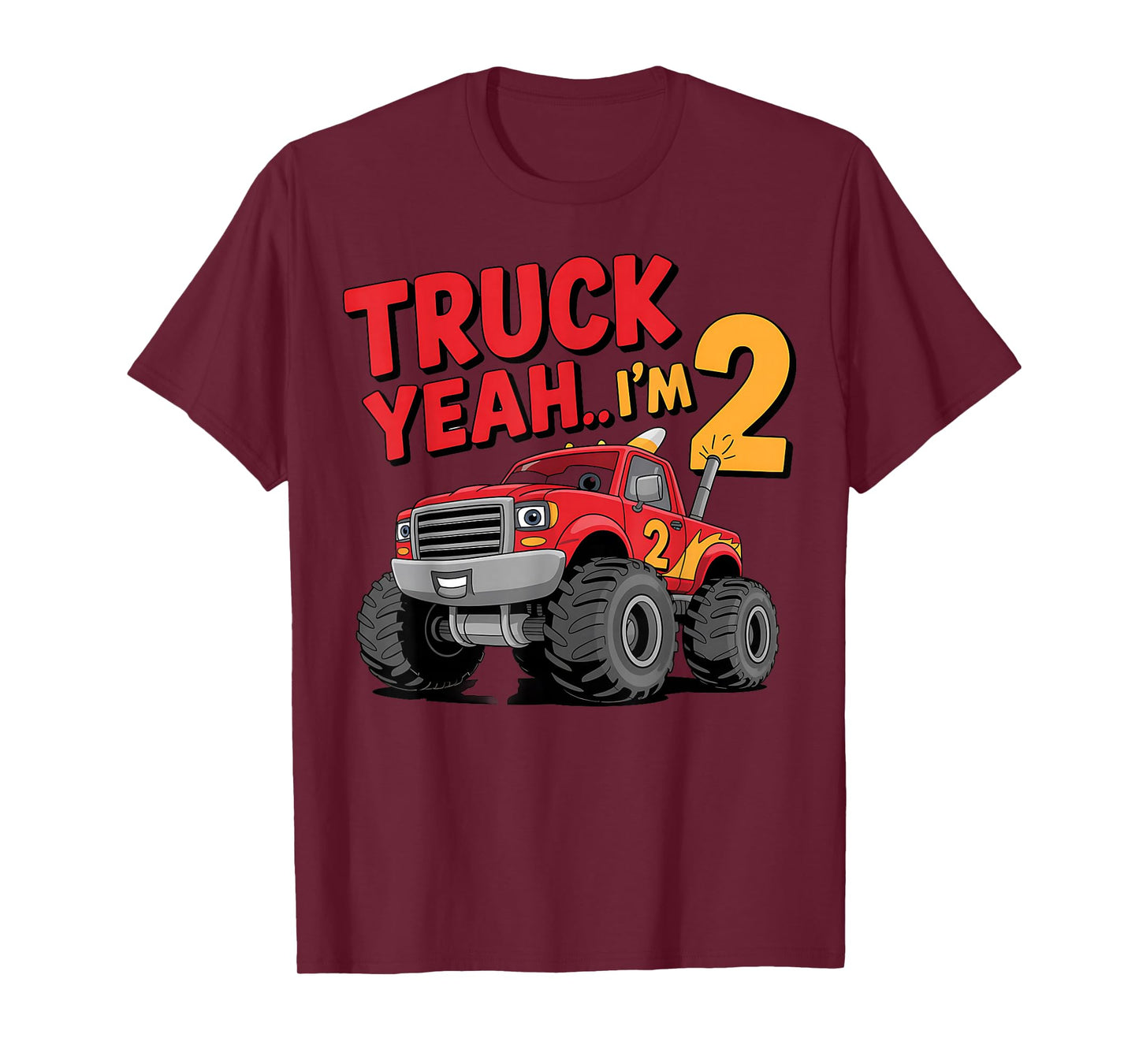 Truck Yeah I'm 2 Monster Truck Birthday T-Shirt
