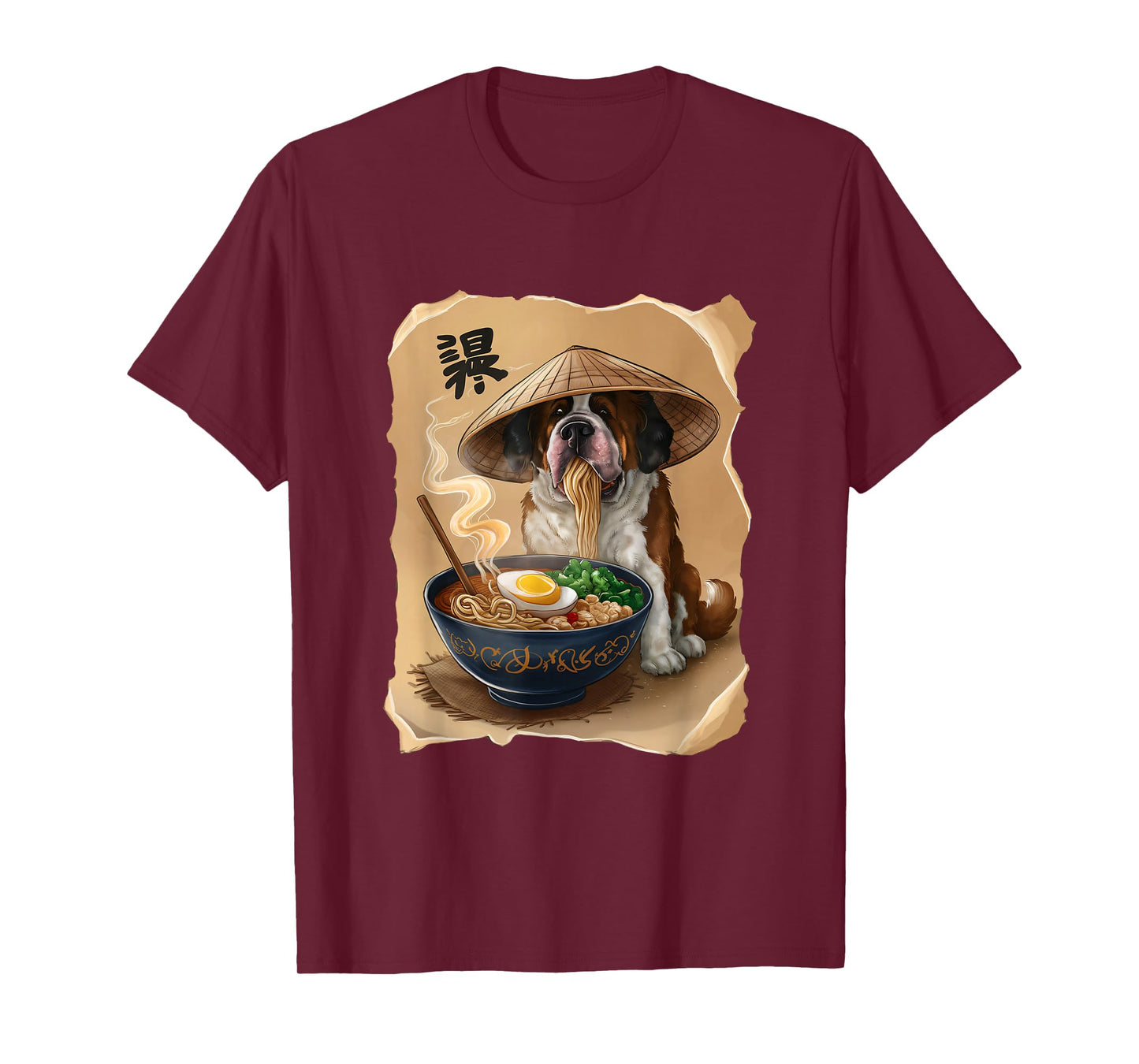 St Bernard Kawaii Eating Ramen Japanese Saint Bernard T-Shirt