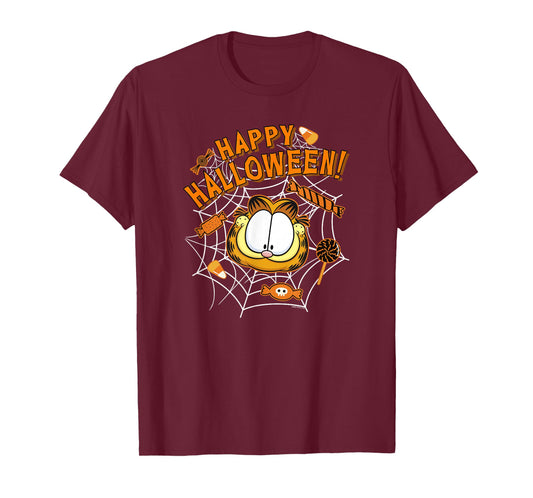 Garfield Halloween Spiderweb Candy Garfield Big Face T-Shirt