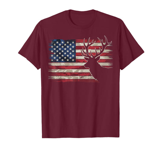 Deer Hunting Hunter US Flag T-Shirt