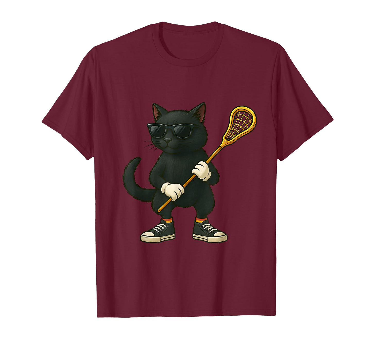 Funny Lacrosse LAX Black Cat Kids Men Women Lacrosse Player T-Shirt