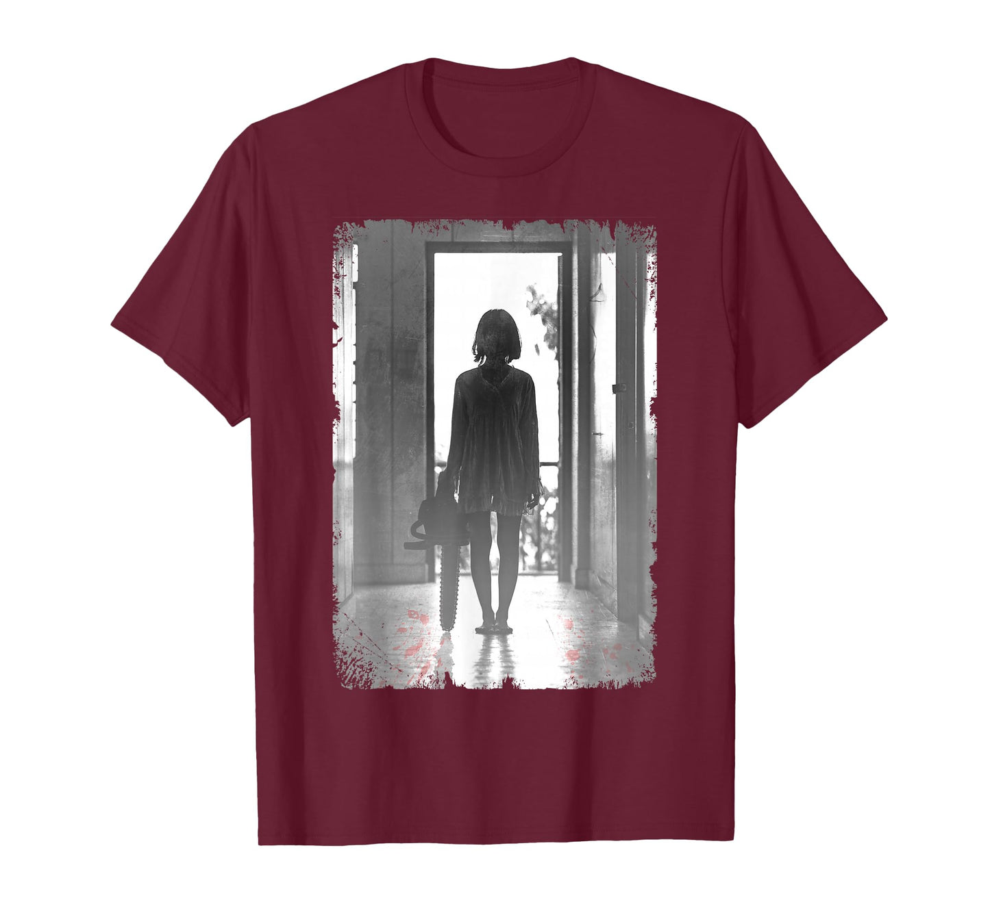 Creepy Chainsaw Girl Horror Dark Art T-Shirt