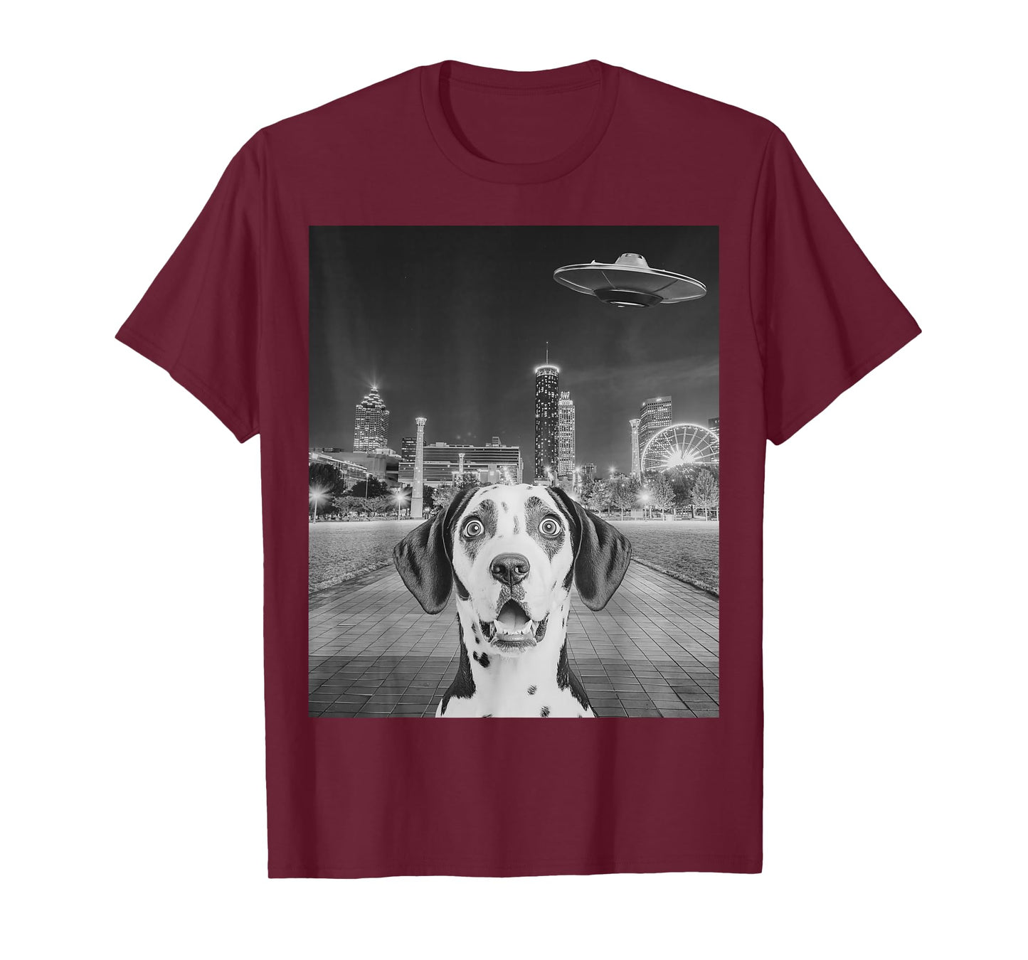 Dog Selfie with Alien UFO Funny Dog Graphic Tee T-Shirt