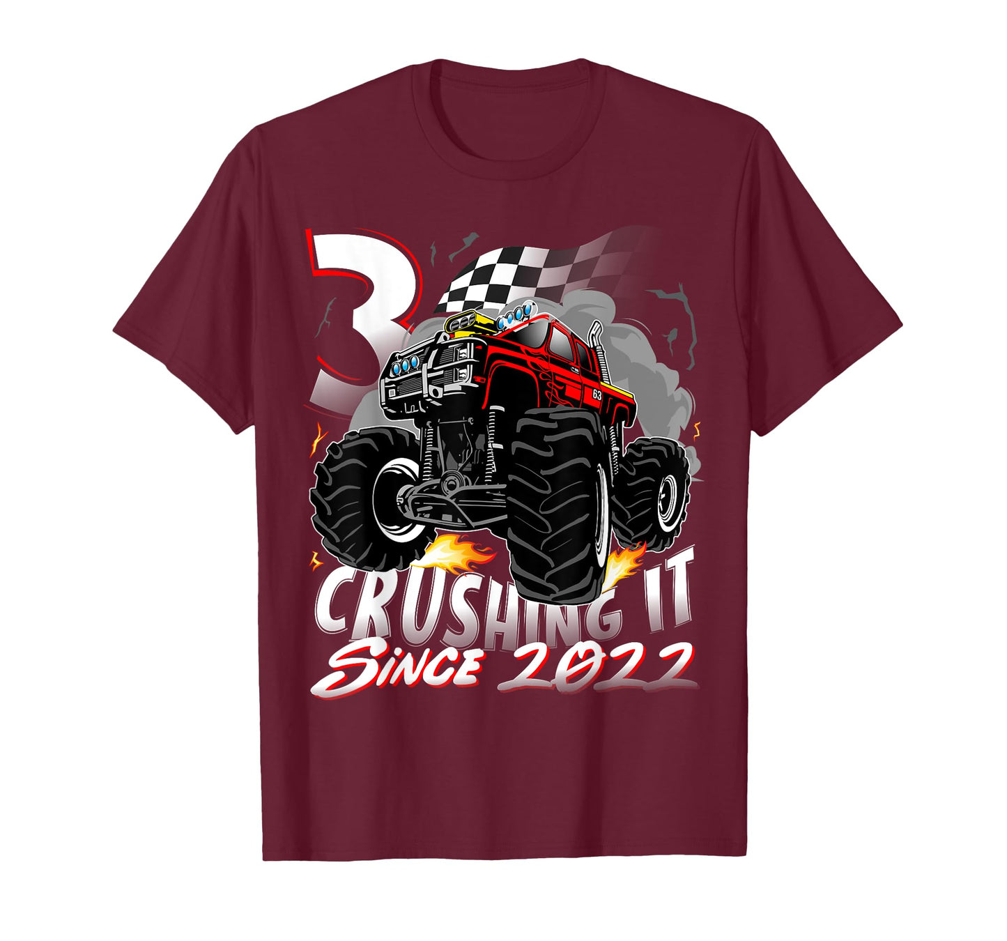 Birthday Monster Truck 3 year Old Boys 3rd Party Born 2022 T-Shirt
