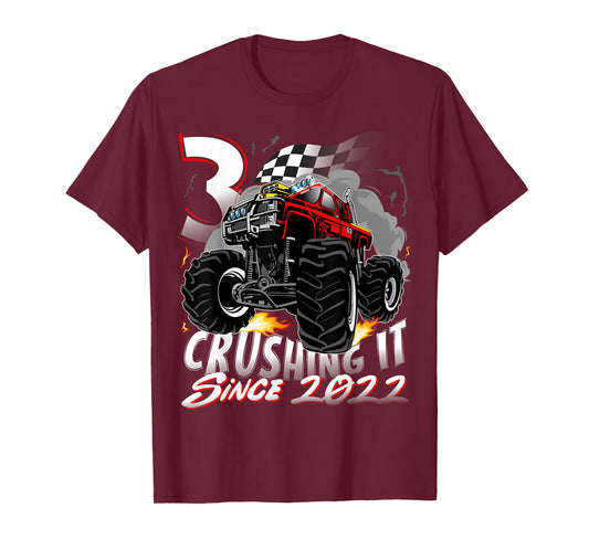 Birthday Monster Truck 3 year Old Boys 3rd Party Born 2022 T-Shirt