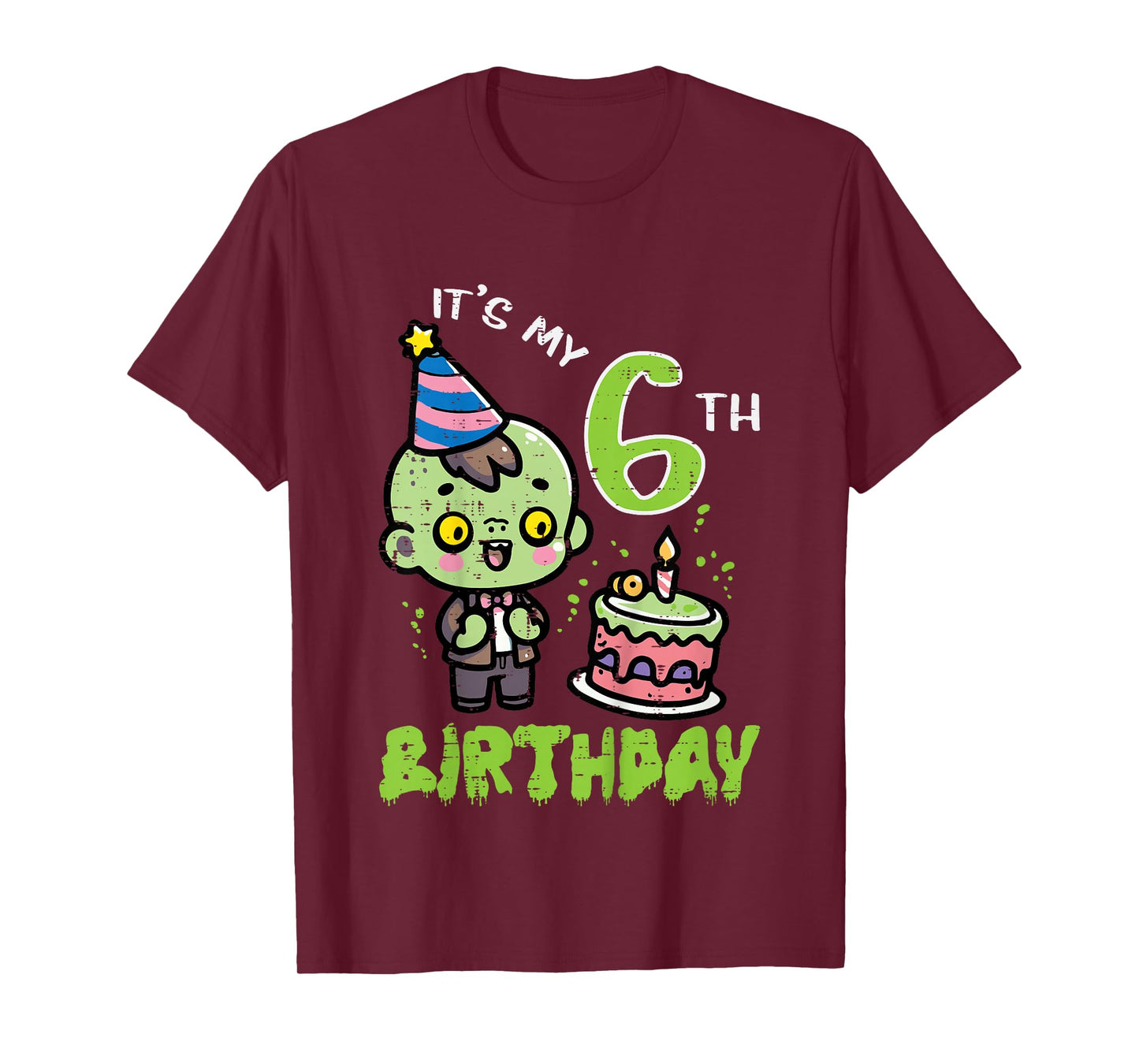 Its My 6th Birthday Zombie 6 Six Year Old Bday Boys Girls T-Shirt