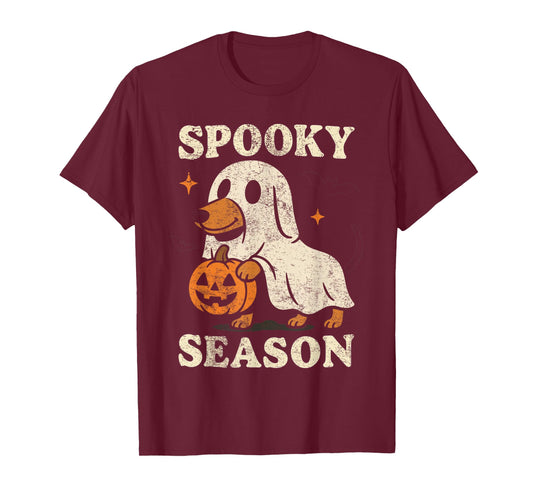Holiday Dachshund Ghost Halloween Spooky Season Weenie Dog T-Shirt