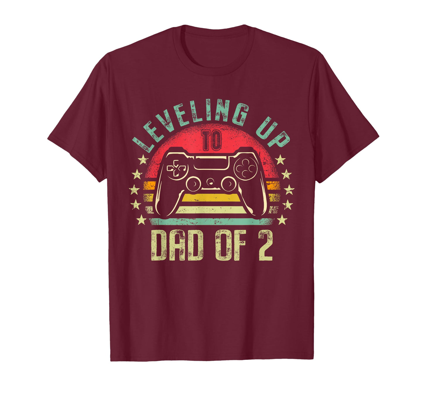Leveling Up To Dad of 2 Daddy Again Leveled Up Video Gamer T-Shirt