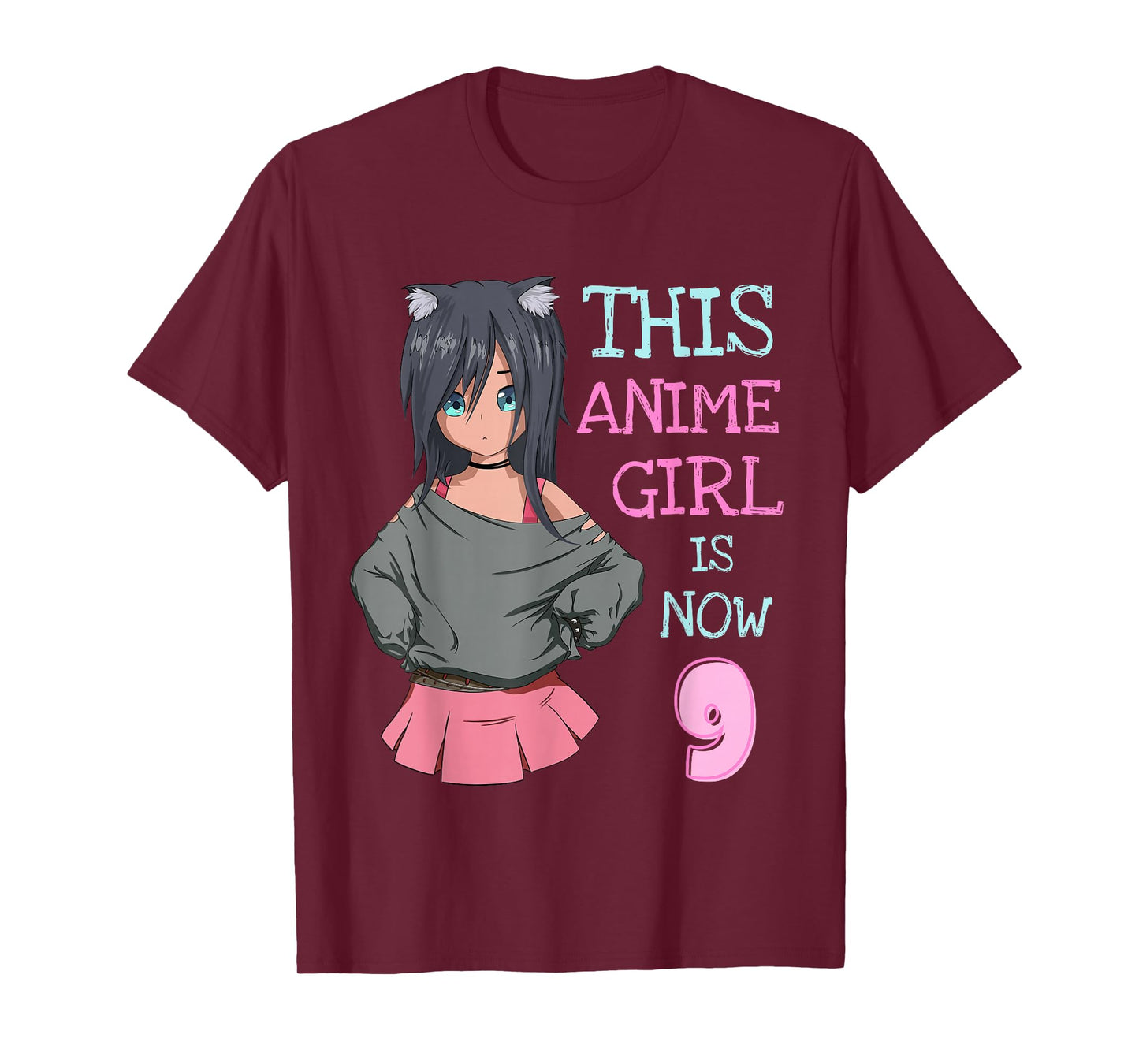 This Anime Girl is Now 9 Years Old Birthday Girl Kawaii T-Shirt