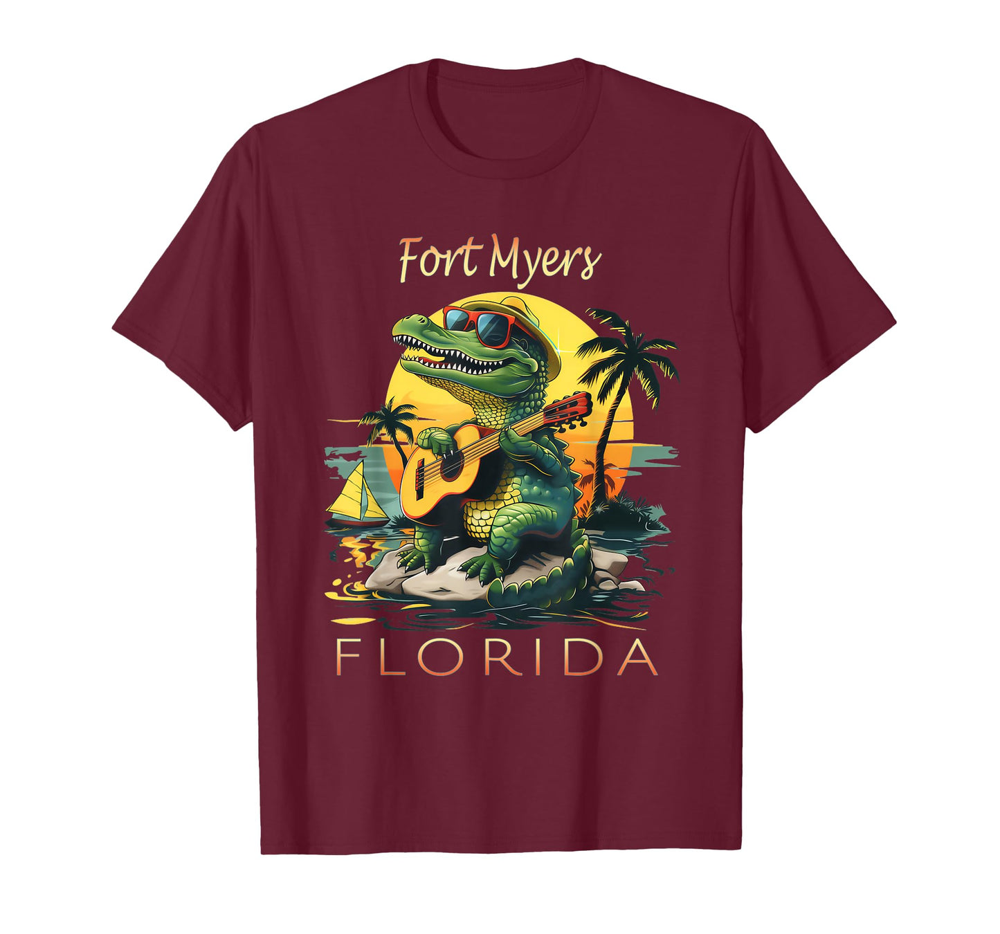 Fort Myers Florida Vacation Cute Alligator Sunset Souvenir T-Shirt