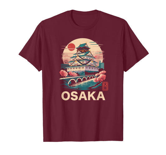 Osaka Japan Castle Travel Art Vintage Osaka Kanji Souvenir T-Shirt