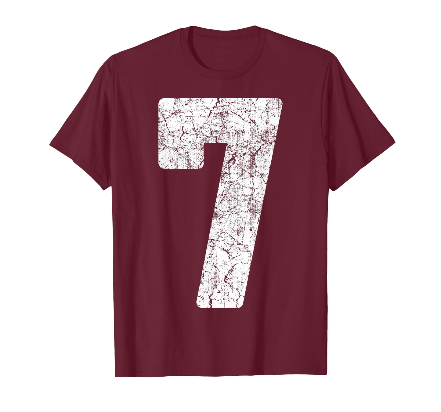 Distressed White Number 7 Jersey Player Uniform #7 Grunge T-Shirt