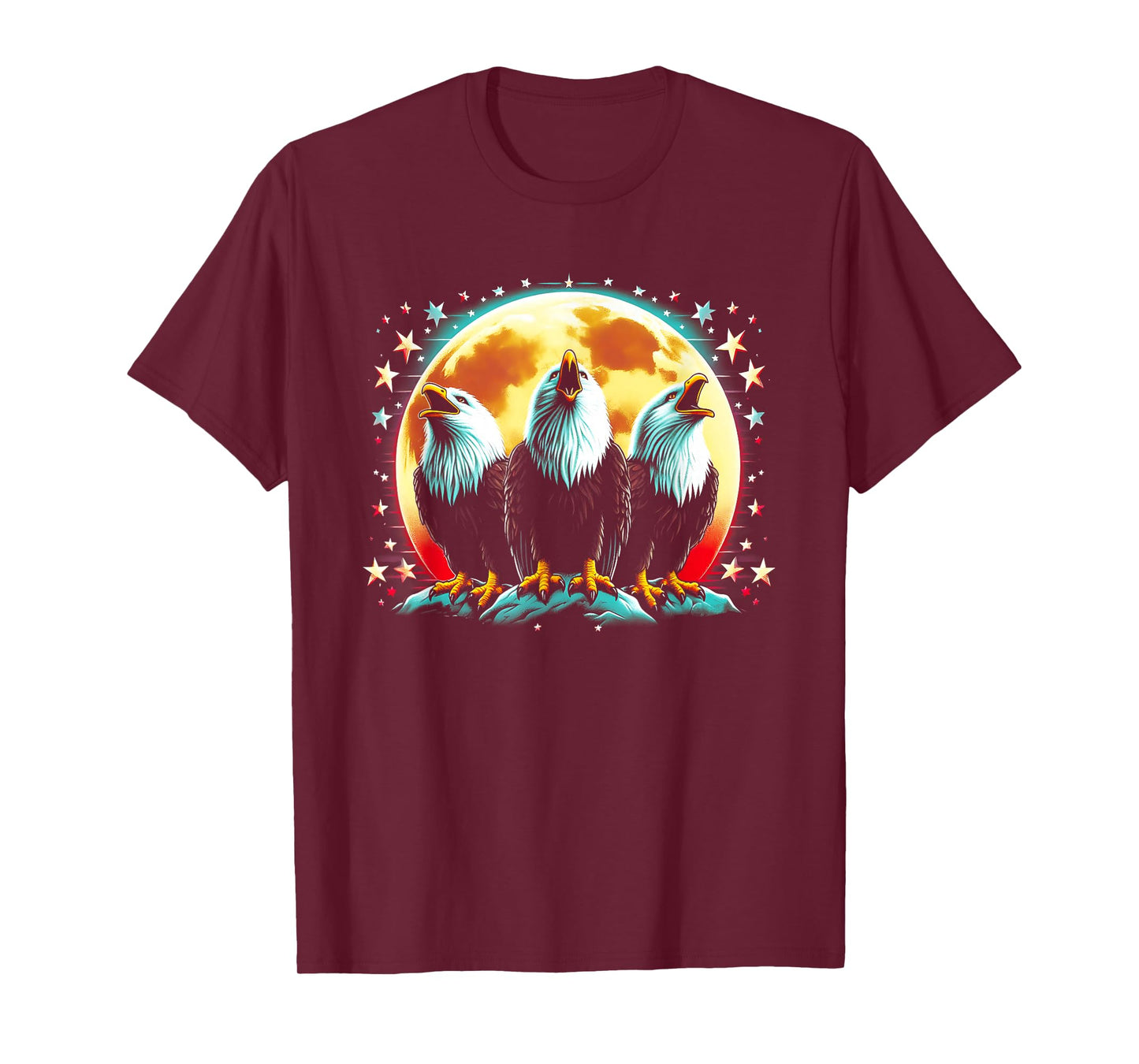 3 Eagles Howling At The Moon Funny Eagle Bird Lover Birder T-Shirt