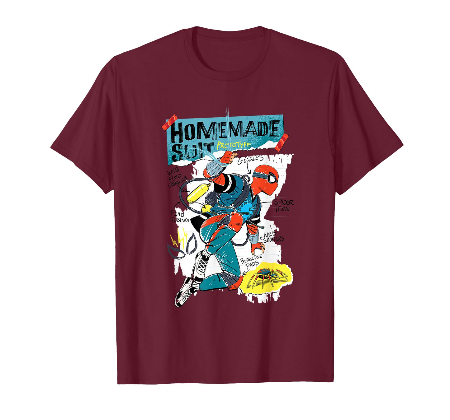 Marvel Your Friendly Neighborhood Spider-Man Suit Sketch T-Shirt
