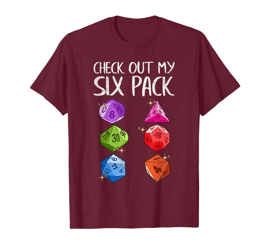 Check Out My Six Pack Gaming Dice Joke Funny Gamer Nerd Gift T-Shirt