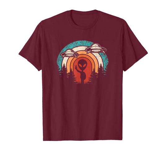 Funny Retro Alien UFO Space Extraterrestrial Men Women T-Shirt