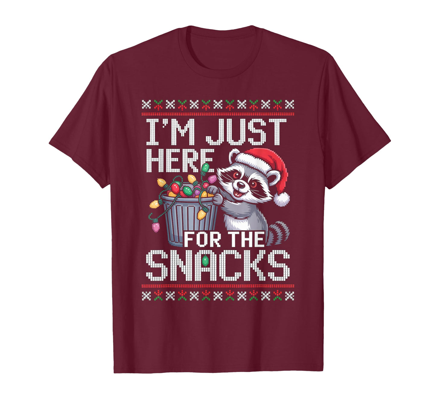 I’m Just Here for The Snacks Raccoon Christmas Ugly Sweater T-Shirt