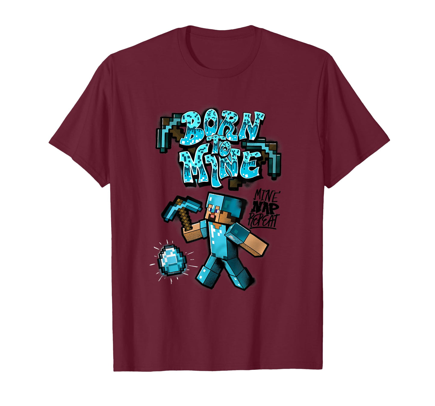 Minecraft Steve Diamond Armor Born To Mine T-Shirt