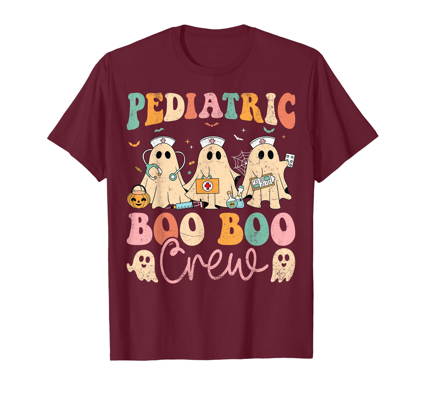 Pediatric Nurse Boo Crew Spooky Ghost Halloween PEDS T-Shirt