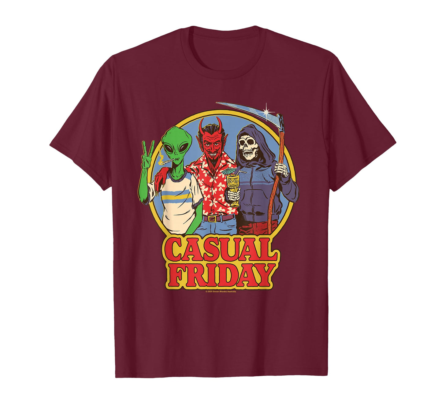 Casual Friday Alien Satan Reaper Retro Funny Adult Humor T-Shirt