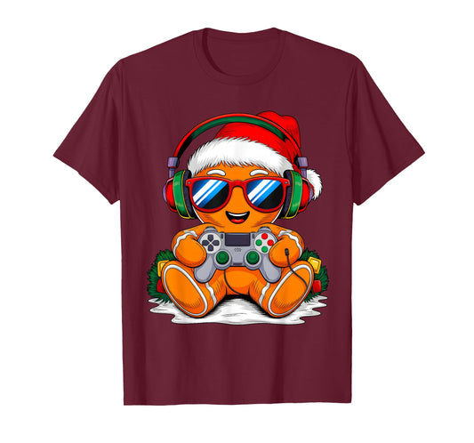 Christmas Gamer Boys Video Game Funny Gingerbeard Xmas Squad T-Shirt