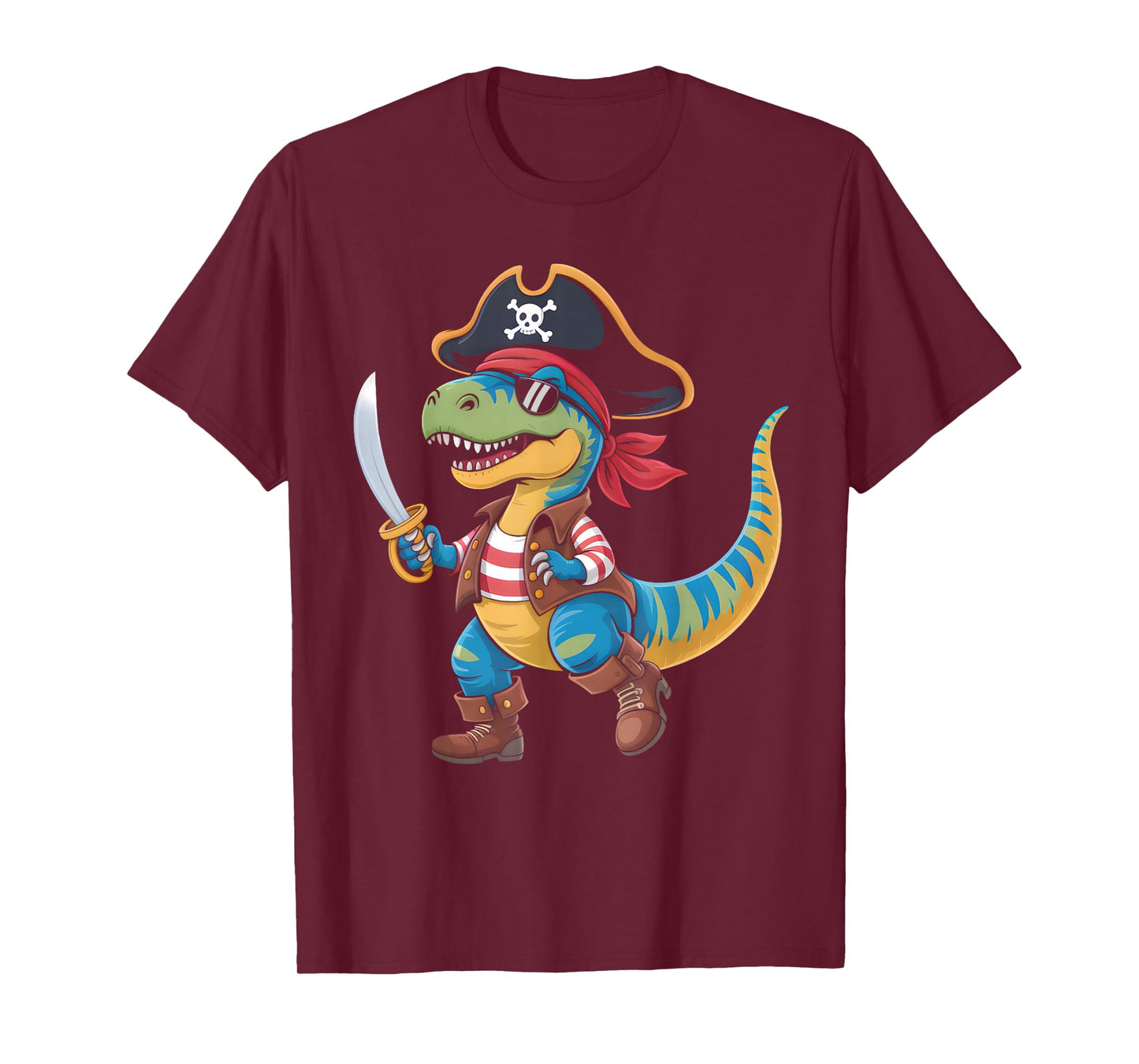 Toddler Boy Halloween Shirt Kids Funny Pirate Dinosaur T Rex T-Shirt