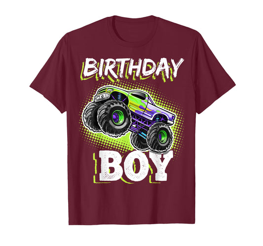 Birthday Boy Monster Truck Birthday Party Gift for Boys Kids T-Shirt