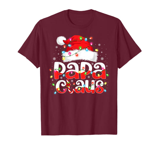 Papa Claus Shirt Christmas Lights Pajama Family Matching T-Shirt