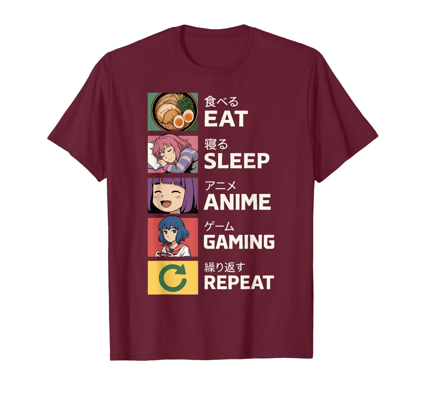 Eat Sleep Anime Gaming Repeat T-Shirt
