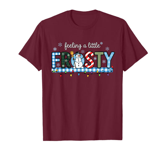 Feeling A Little Frosty Snowman Checkered Christmas Squad T-Shirt