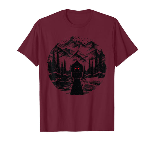 Flatwoods Monster Art Mountains Stars Cryptozoology Cryptid T-Shirt