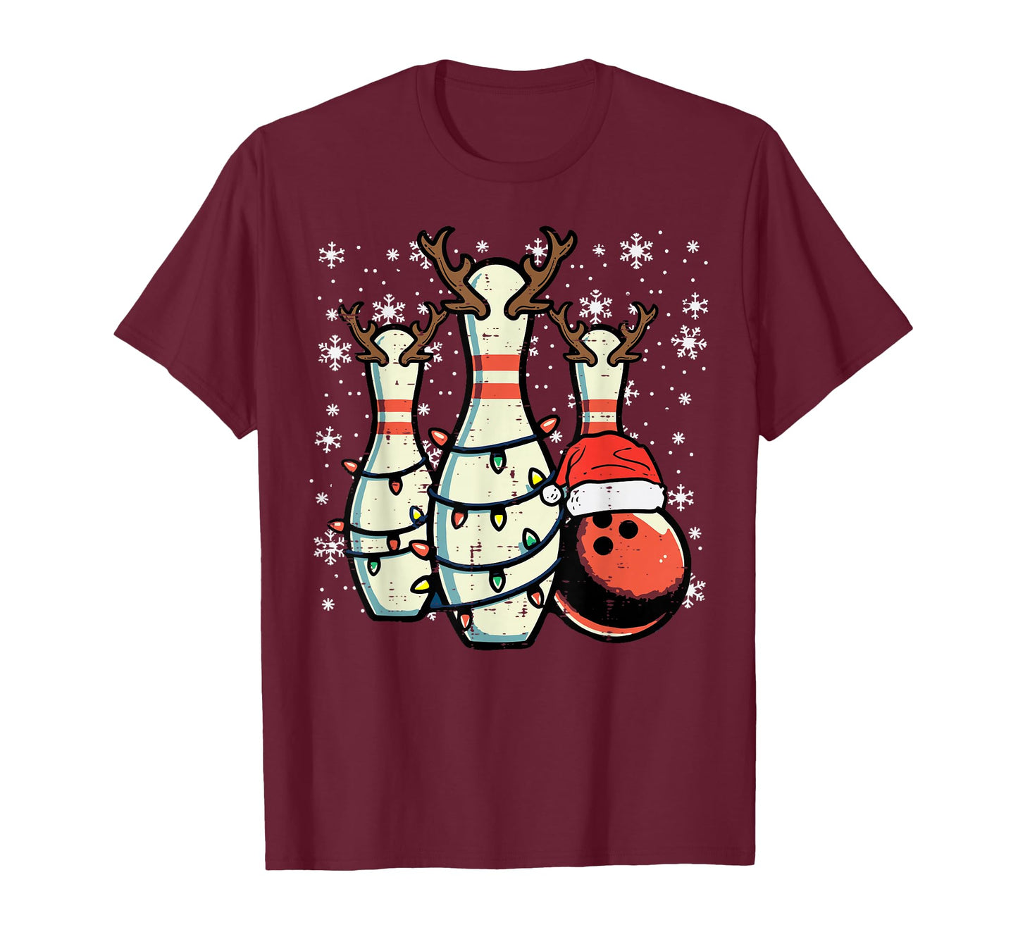 Christmas Bowling Pins Reindeer Xmas Bowler Women Men Kids T-Shirt