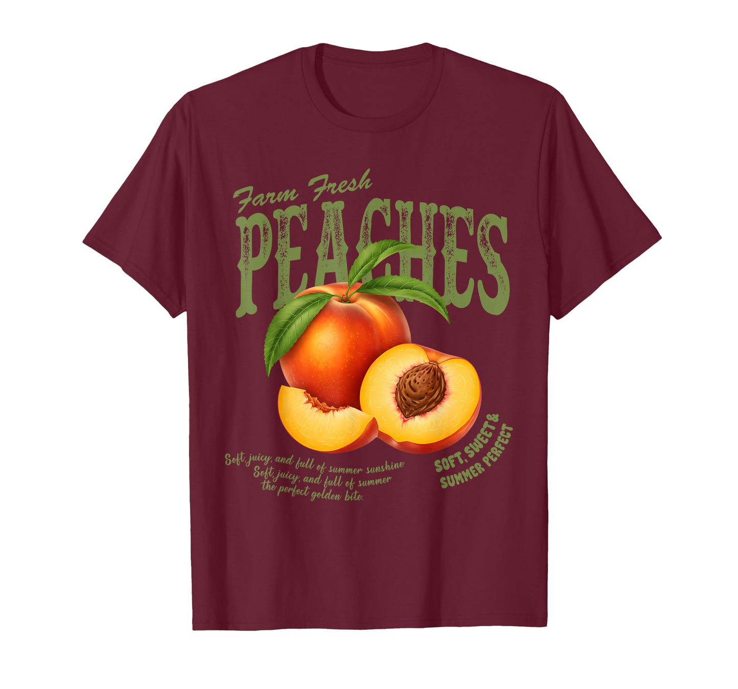 Farm Fresh Peaches Retro Farmer Market Summer Peach Lover T-Shirt