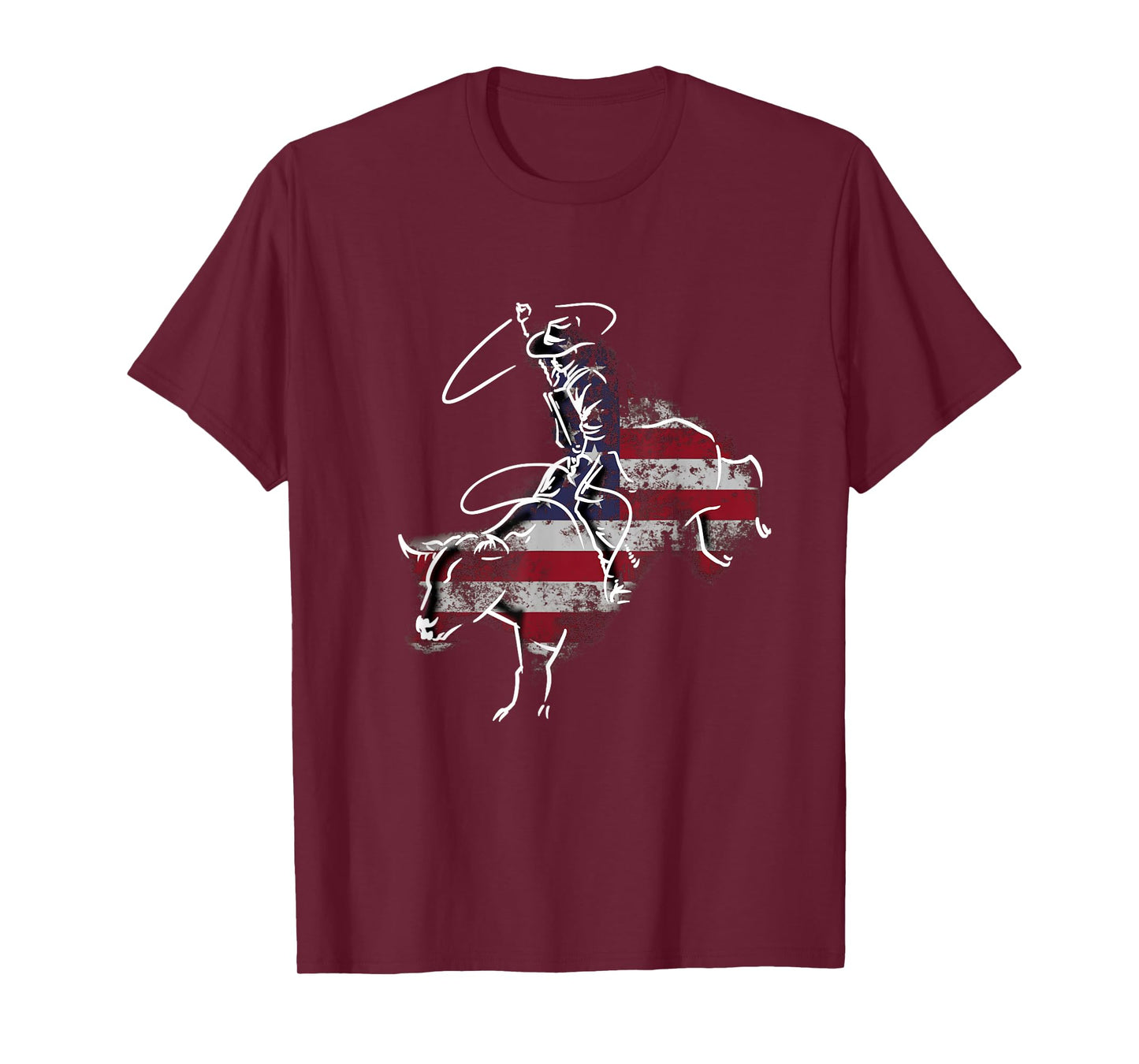 American Rodeo Bull Riding Retro Grunge USA Vintage Flag T-Shirt