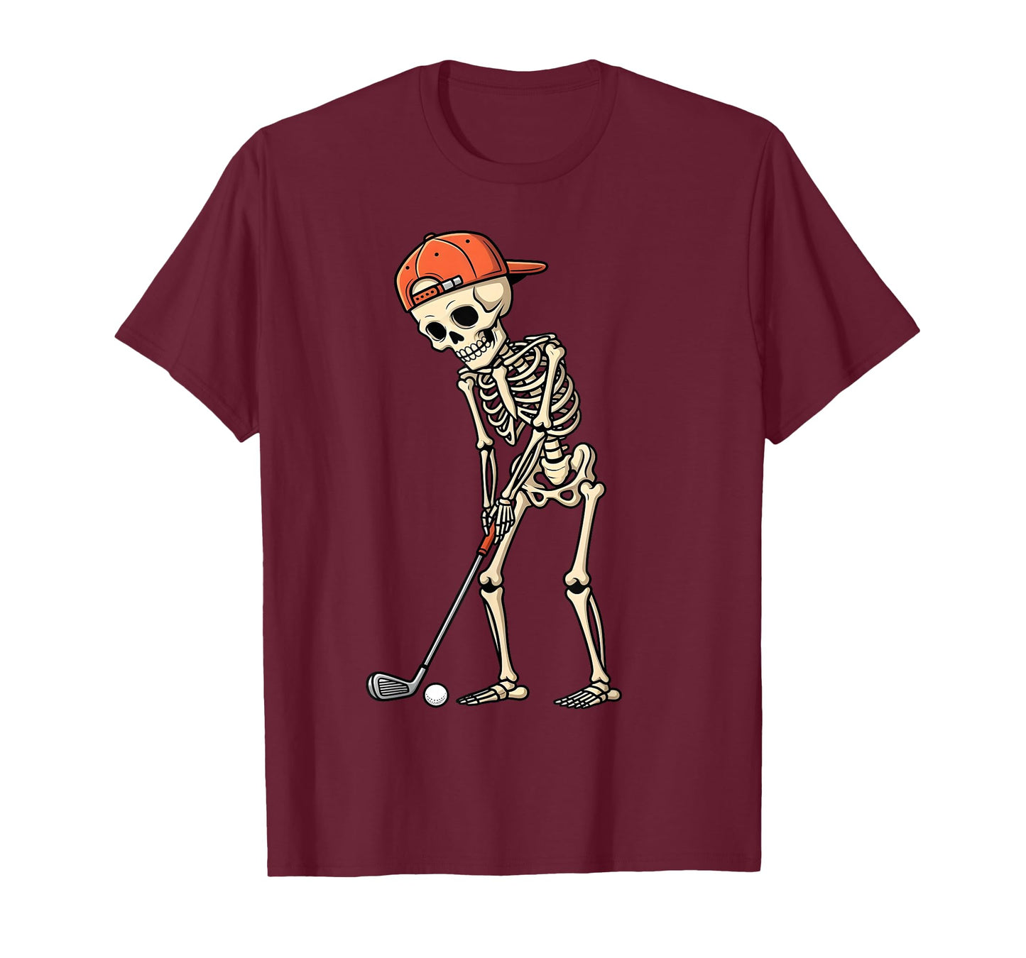 Halloween Skeleton Playing Golf Funny Golfer Boys Kids Men T-Shirt