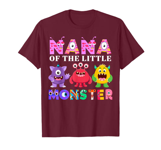 Nana Of The Little Monster Birthday Party Family Monster T-Shirt