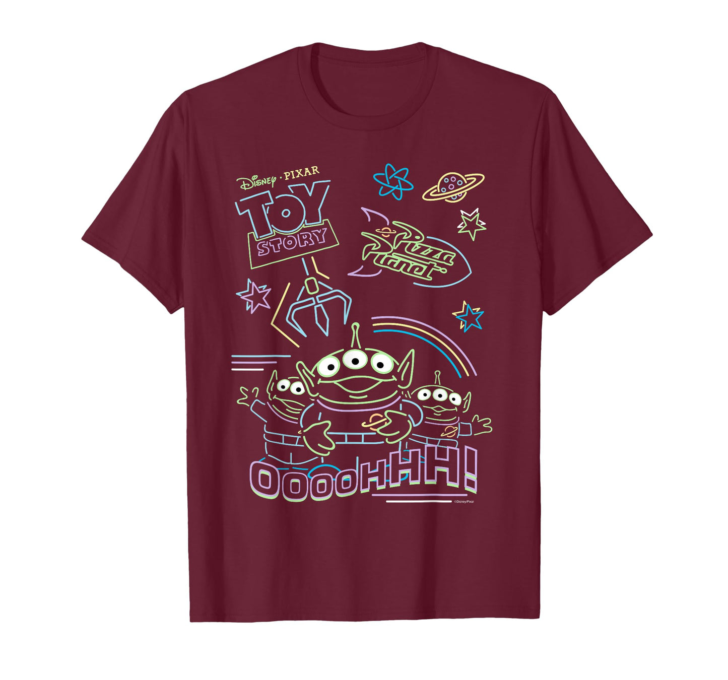 Disney and Pixar’s Toy Story Pizza Planet Aliens Neon T-Shirt