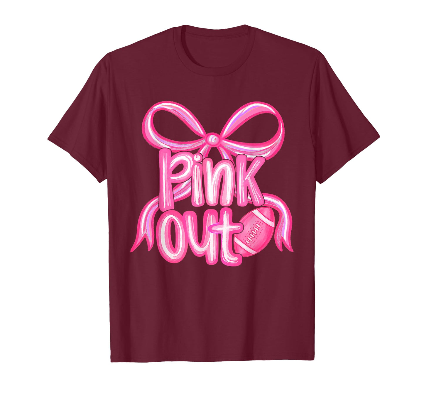 Pink Out Football Bow Preppy Breast Cancer Awareness Women T-Shirt