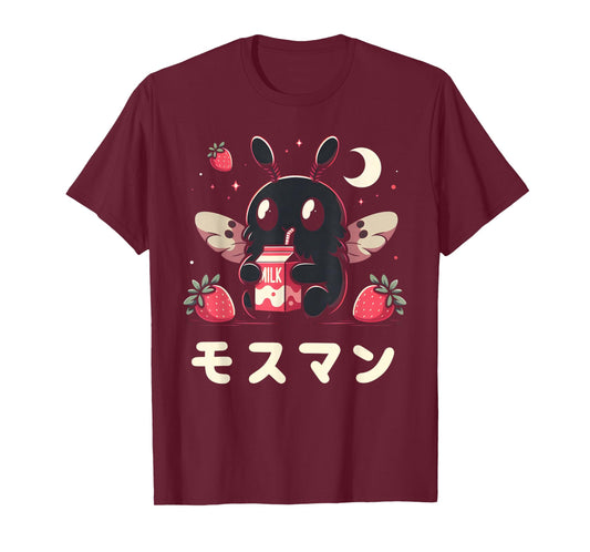 Kawaii Mothman Drinking Strawberry Milkshake T-Shirt