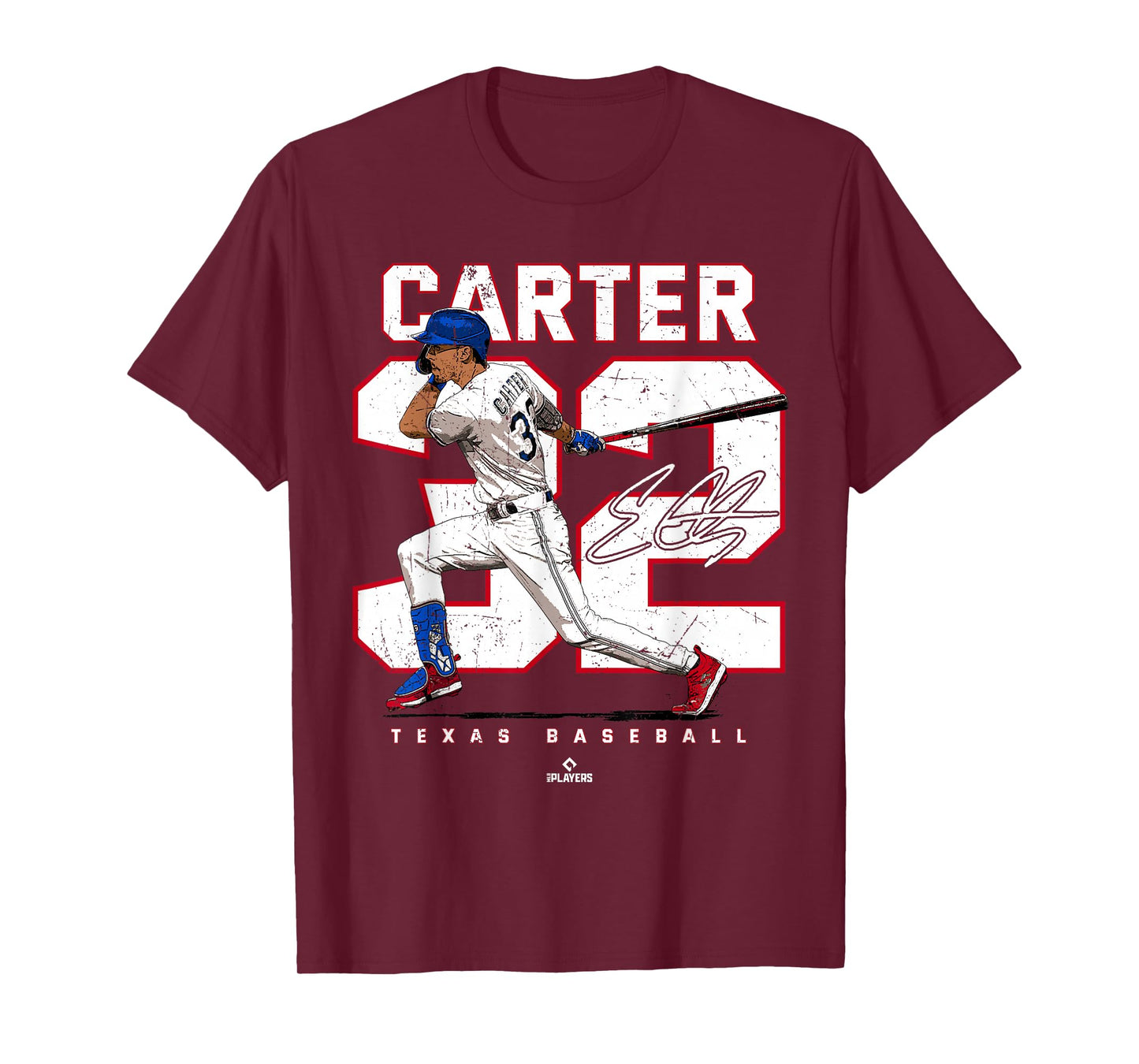 Number and Portrait Evan Carter Texas MLBPA T-Shirt
