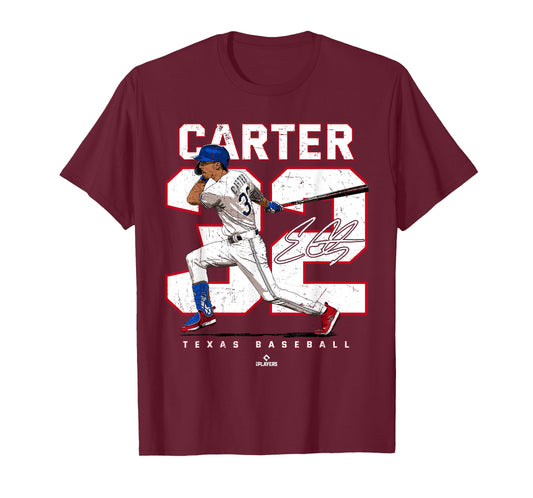 Number and Portrait Evan Carter Texas MLBPA T-Shirt
